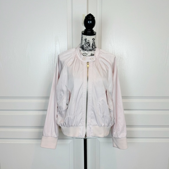 Free People Midnight Bomber Jacket Blush Pink Satin Large - Picture 2 of 7